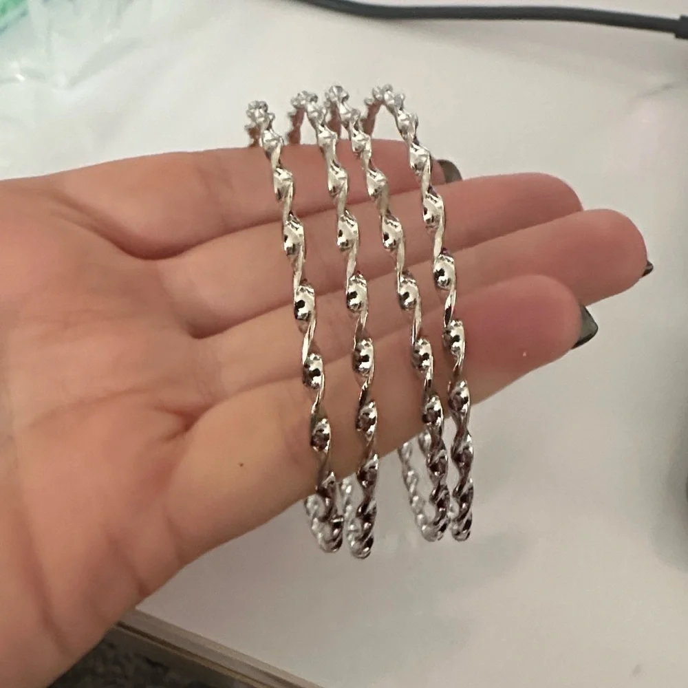 Silver Twist Bangle Bracelet Set - Picture 4 of 6